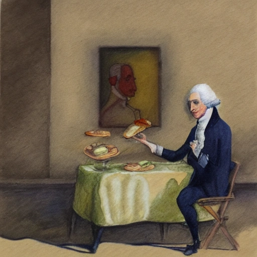 george washington comiendo arepas, Pencil Sketch, Water Color, Oil Painting, Trippy