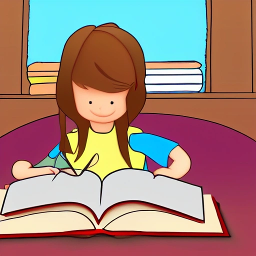 a girl reading the Bible in cartoon for children., 3D