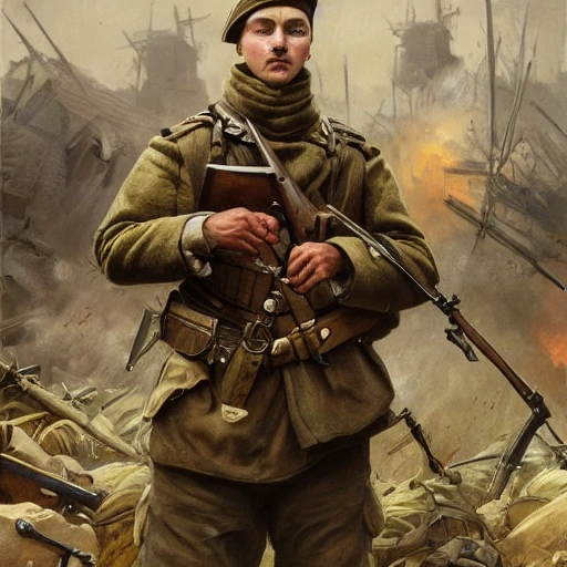 Perfect drawing of a brave Ukrainian soldier during a historical war, complex, highly detailed, 3D, popular on artstation, complex, elegant, highly detailed, digital painting, artstation, concept art, smooth, sharp focus, illustration, art by artgerm and greg rutkowski and Alfons Mucha, 8k
