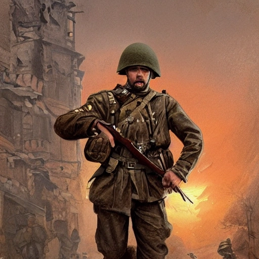 Perfect drawing of a brave Ukrainian soldier during a historical war, complex, highly detailed, 3D, popular on artstation, complex, elegant, highly detailed, digital painting, artstation, concept art, smooth, sharp focus, illustration, art by artgerm and greg rutkowski and Alfons Mucha, 8k
