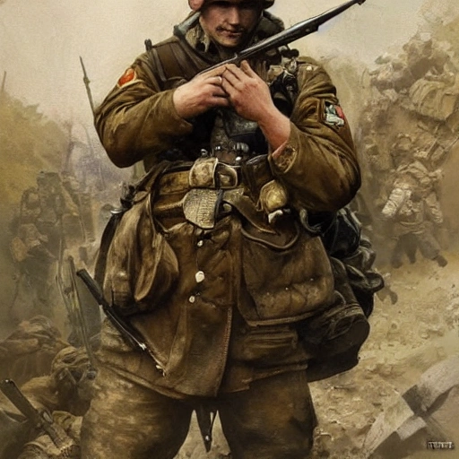 Perfect drawing of a brave Ukrainian soldier during a historical war, complex, highly detailed, 3D, popular on artstation, complex, elegant, highly detailed, digital painting, artstation, concept art, smooth, sharp focus, illustration, art by artgerm and greg rutkowski and Alfons Mucha, 8k
