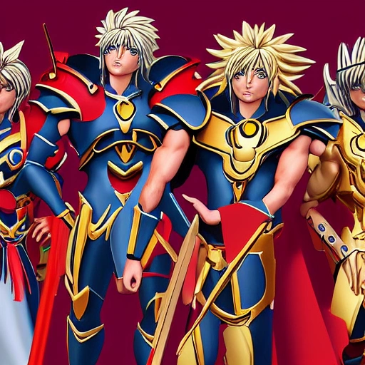 digital painting, 4k saint seiya characters like a bloodbowl team 