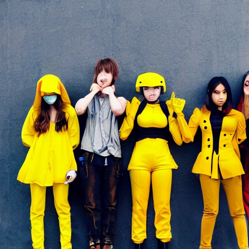 Anime. 5 young people.
Dressed with yellow armors 