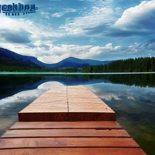 3D, wood, lake
