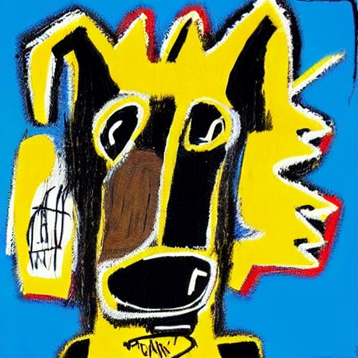 dog in Jean-Michel Basquiat style, Cartoon