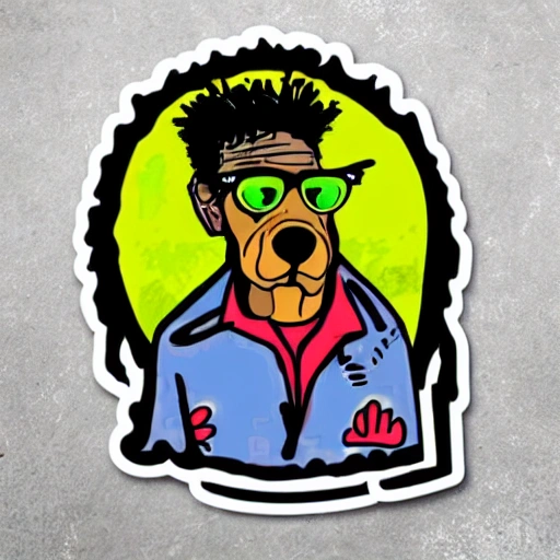 funny dog sticker, Cartoon in Jean-Michel Basquiat style