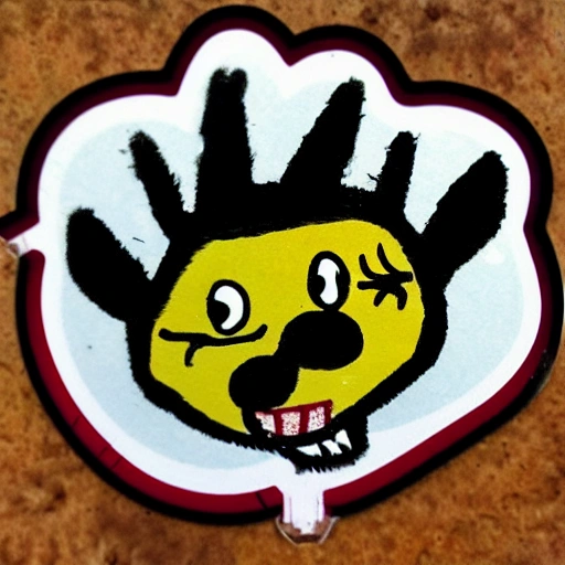 funny dog sticker, Cartoon in Jean-Michel Basquiat style