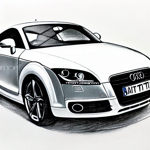 audi tt black 2007, 3D, Pencil Sketch, Pencil Sketch