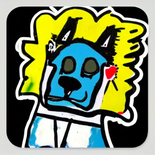 funny dog sticker in Jean-Michel Basquiat style