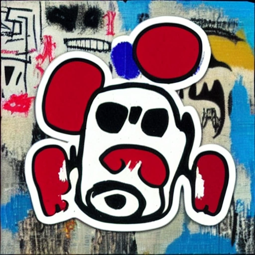 funny dog sticker in Jean-Michel Basquiat style