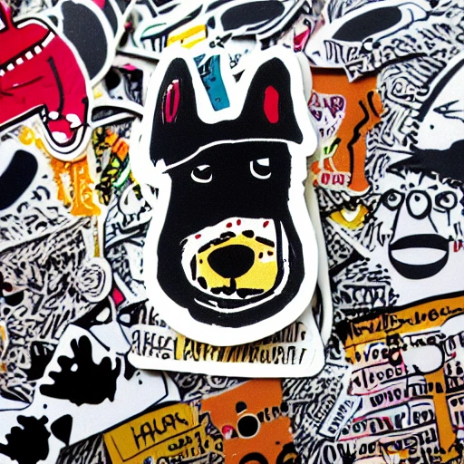 detailed dog sticker in Jean-Michel Basquiat style