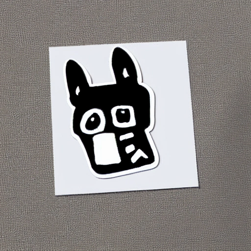 dog sticker in Jean-Michel Basquiat style, sticker is places on white background