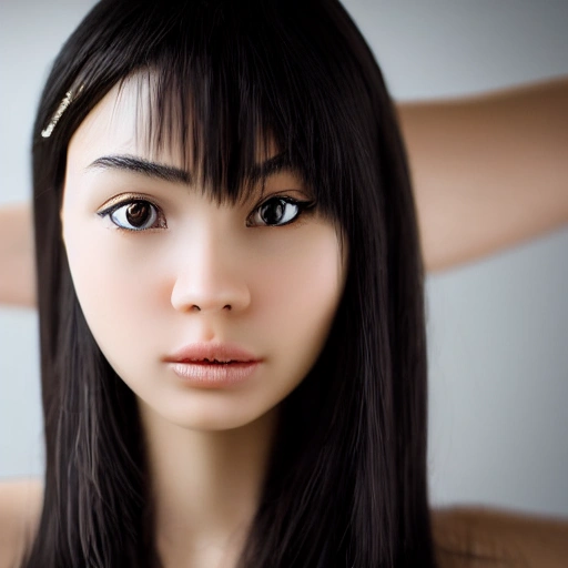 ((beautiful stunning young woman vietnamese standing)) , 8k ,((supper relistic eyes)),mint skin condition,long silky black hair, natural look,humble face,sharp eyes brown, photographic ,((full detailed body)) ,((nice breast))   stunning modern urban upscale environment, ultra realistic, concept art, elegant, highly detailed, intricate, sharp focus, depth of field, f/1.8, 85mm,  (centered image composition), (professionally color graded), ((bright soft diffused light)), 