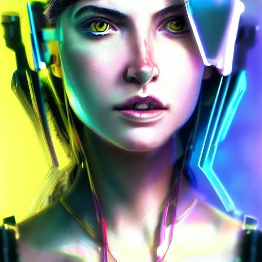 side close up portrait of 1 cyberpunk girl, detailed face, spotl ...