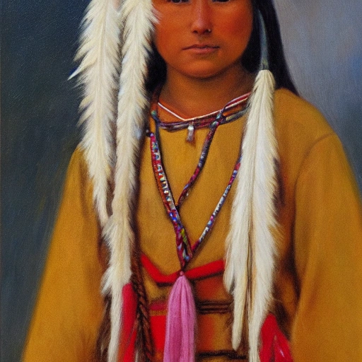 detail portrait of a native american girl, 