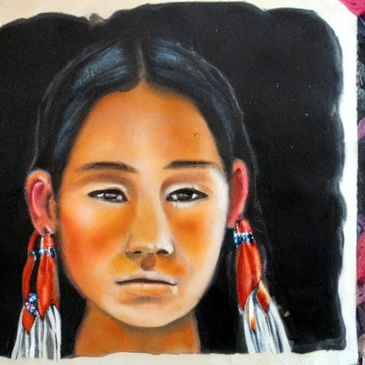 detail portrait of a beautifull native american girl, 