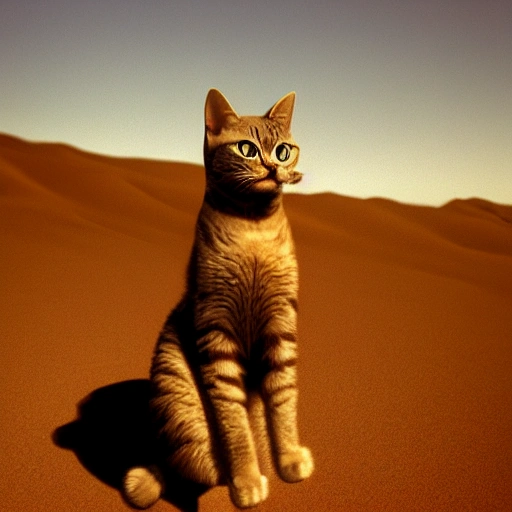 cat in the desert of fire winter
