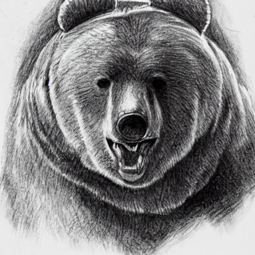 Pencil Sketch, russian bear, war , Cartoon - Arthub.ai