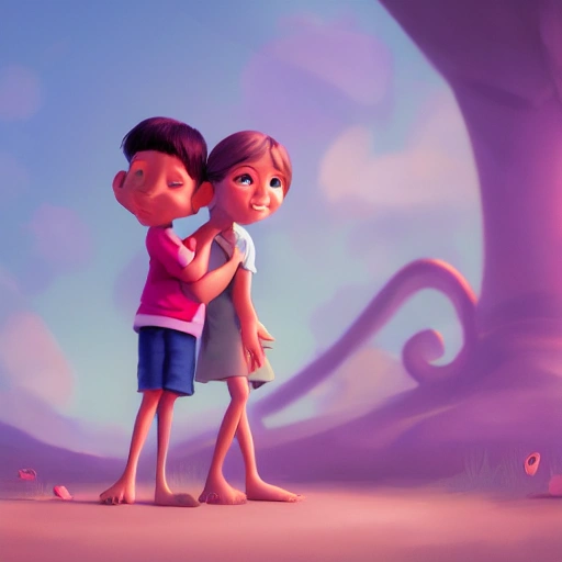 first love, pixar style, 2 d illustration, concept art, behance, artstation, 4 k, 8 k