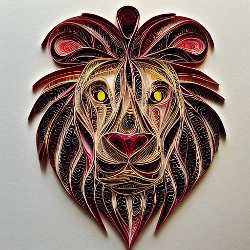 paper quilling, paper cut art, paper illustration, lion, thanksgiving, very detailed, 8k --v 4