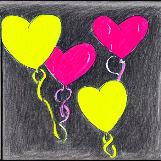 , Pencil Sketch, hearts, ballons
, Cartoon