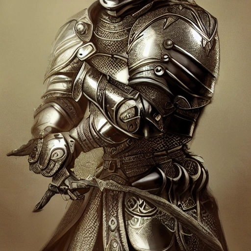 kneeling cat knight, portrait, finely detailed armor, intricate design, silver, silk, cinematic lighting, 4k, Cartoon