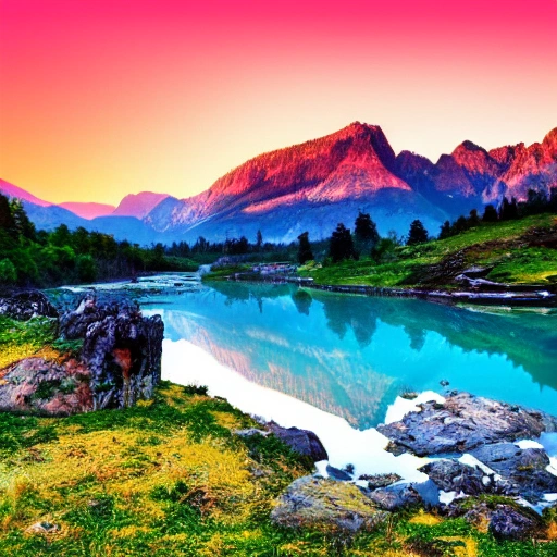 beautiful landscape with wather and mountains and sunrise