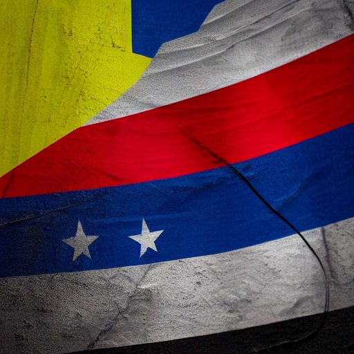 side close up portrait of 1 venezuelan flag, detailed texture, s ...