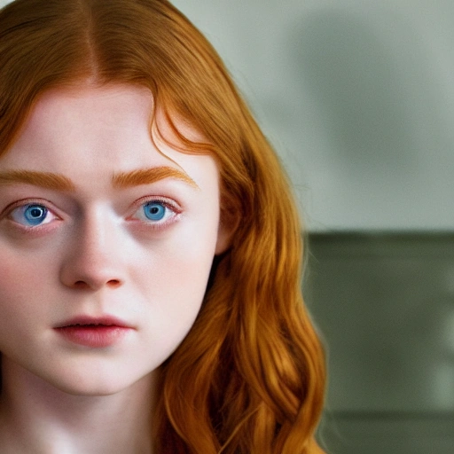 Sadie Sink as a adult. high definition, simetric face, 8k.