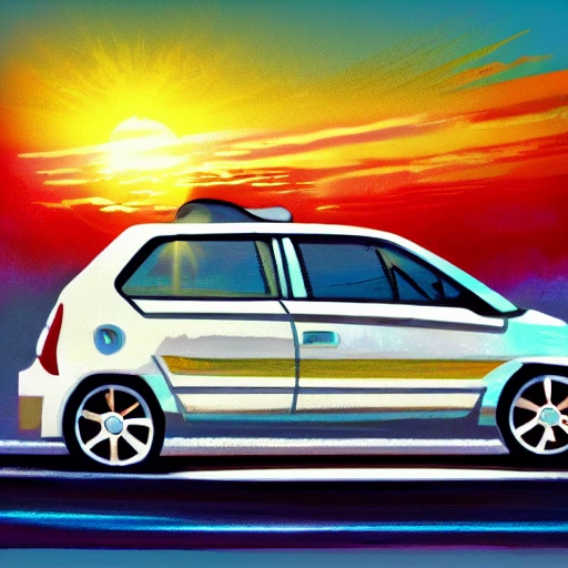 car in sunset for music art