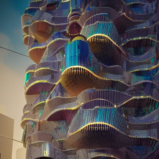 Gaudi One capsule spacial modern architecture, detailed texture, spotlight, cyberpunk city, wired, multicolored, vibrant high contrast, hyperrealistic, photografic, 8k, epic ambient light, octane render