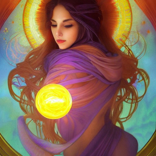 ultra realistic photo witch woman cosmic energy, colorful, painting burst, beautiful symmetrical face, nonchalant kind look, realistic round eyes, tone mapped, intricate, elegant, highly detailed, digital painting, artstation, concept art, smooth, sharp focus, illustration, dreamy magical atmosphere, art by artgerm and greg rutkowski and alphonse mucha, 4k, 8k