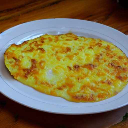 spanish omelette make by an old man eskimo , Cartoon