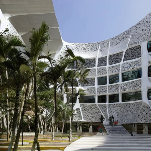 Bringing together creativity, technology and sustainability, the Universidad Central de Venezuela is a modern-day oasis for aspiring designers. Designed by world-renowned architect Gaudi, this campus serves as a source of inspiration and a hub for innovation. Embracing the rich cultural heritage of Caracas while embracing cutting-edge design practices, the UCV campus is a vibrant and dynamic space that fosters collaboration and growth. From textiles and product design to graphics and animation, students here are empowered to turn their artistic visions into tangible realities. Join us in this unique artistic journey and become a part of the design revolution that is shaping India's future.Zaha Hadid Architects thesis level design art and culture elements, 3D acadamic block hostel blocks oat landscape parking canteen sports complex interior view tree concept ,cluster form ,fuctional spaces ,design evolution 