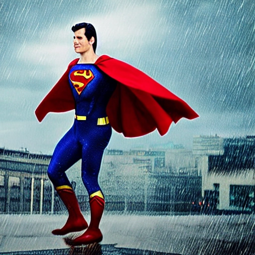 Superman dancing in the rain
