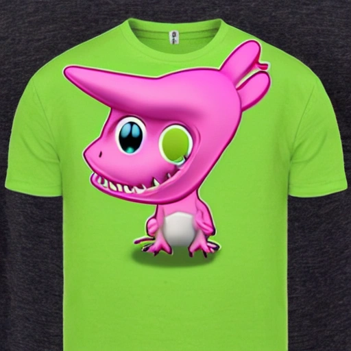 MINI DINO CUTE BABY GREEN, CAP PINK, T-SHIRT YELLOW, 3D, 4K, 