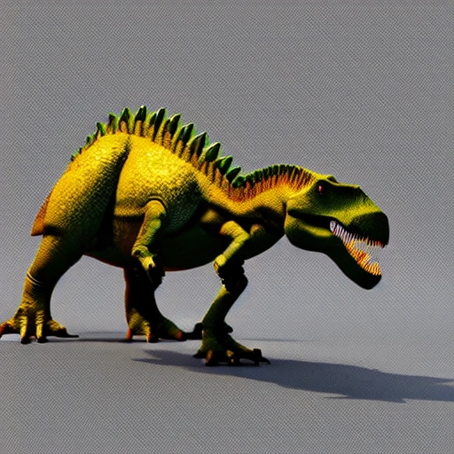 A dinosaur using a computer with linux system and python langauje, use hiperealism, 3D