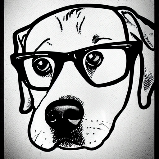 smart dog, white, blue, glasses, Cartoon