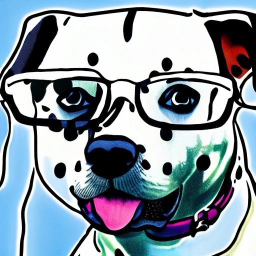 dog, white, blue spots, jack russell, glasses, Cartoon