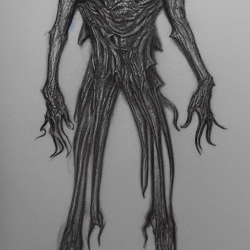 creature, full body, horror, Pencil Sketch - Arthub.ai