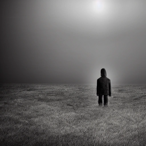 terrifying creature lurking from afar, full body, twisted posture, gloomy landscape, asymmetrical, eerie atmosphere,