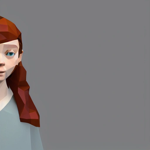 Sadie Sink as a low poly, looking to camera. simetric body, Blender 3d, Z-brush, Unity, 3D Max, Unreal