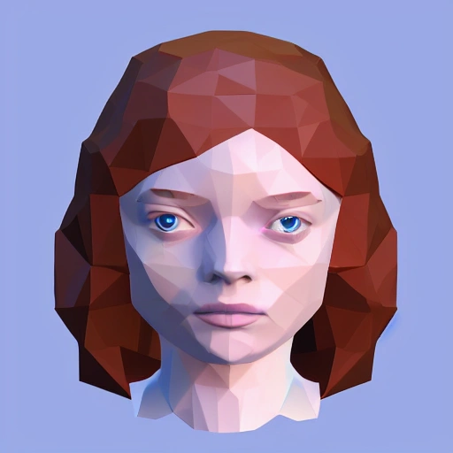 Sadie Sink as a low poly. simetric body, Blender 3d, Z-brush, Unity, 3D Max, Unreal