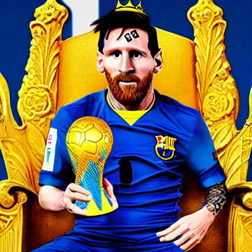 Lionel Messi with boca juniors jersey in a throne with a crown a ...