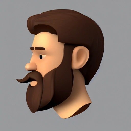 big and tall brown haired guy with honey colour eyes and a shadow beard, 3D