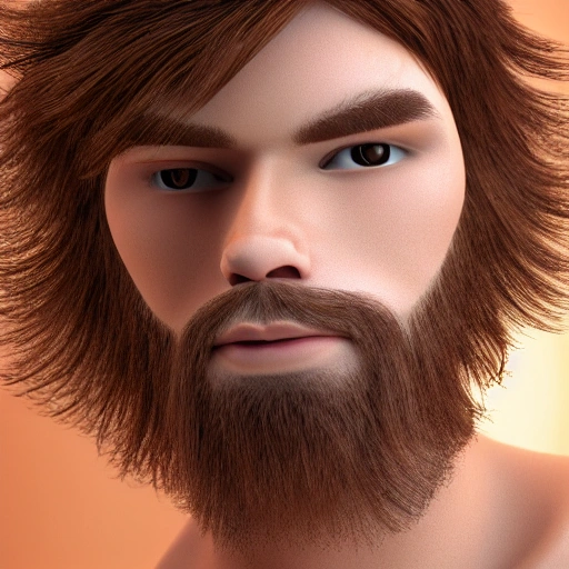 big and tall brown haired guy with honey colour eyes , 3D