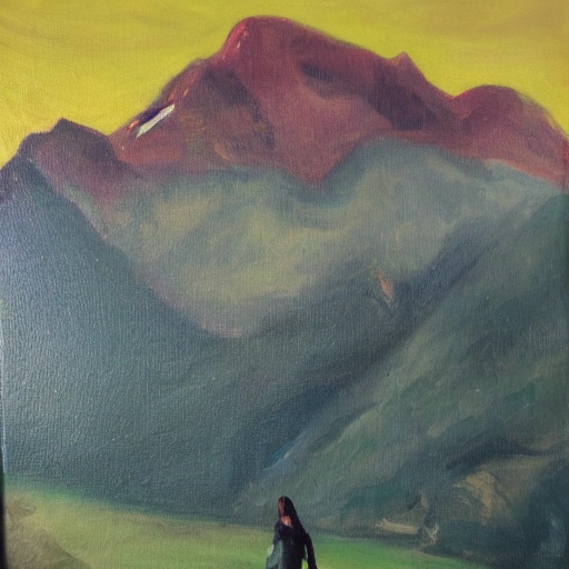 A WOMAN IN THE MOUNTAIN, Oil Painting