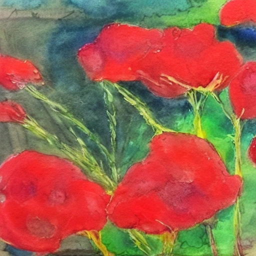 beauty sleep over red flowers, Water Color, Oil Painting - Arthub.ai