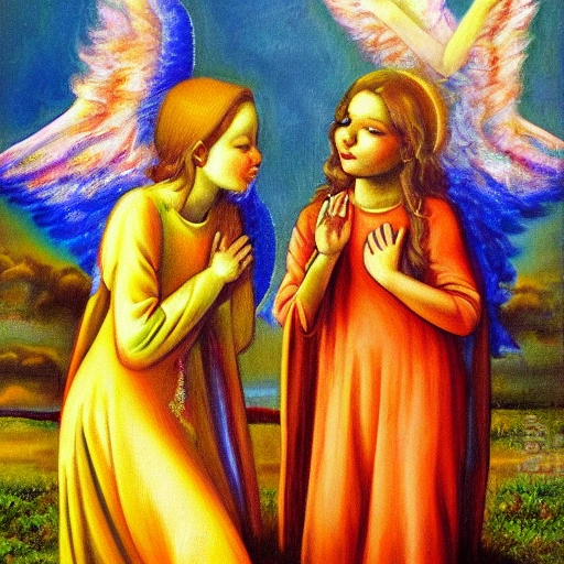 ANGELS listening to god in heaven, Oil Painting