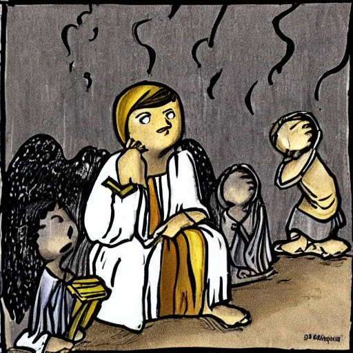 ANGELS listening to god in heaven, , Cartoon